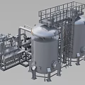 Industrial Equipment With Stainless Steel Tanks Pipeline System And Metal Platform Structure