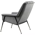 Gray Modern Armchair With Button Tufted Backrest Armrests And Metal Legs