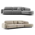 Modern Beige Modular Sectional Sofa With Cushions And Curved Design 3d model
