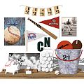 Modern ornaments combination baseball ornaments combination 3d model