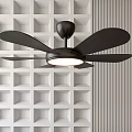 Modern Ceiling Fans with Light in Gray Blue Black Colors and Grid Wall Background