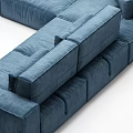 Blue Sectional Multi Person Sofa With Modular Design And Comfortable Cushions 3d model