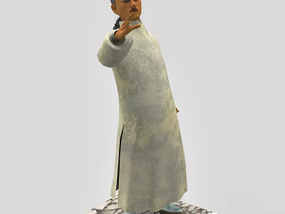 Chinese Man In Traditional Robe Gesturing With Extended Hand 3d model