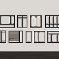 New Chinese style window combination casement window frame Chinese style floor-to-ceiling window broken bridge aluminum alloy window sliding window 3d model