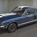 Classic Blue Two Door Sports Car With White Stripes GT350H And Black Wheels