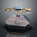 Vintage Metallic Telephone With Gold Silver Accents And Retro Elegant Design Base