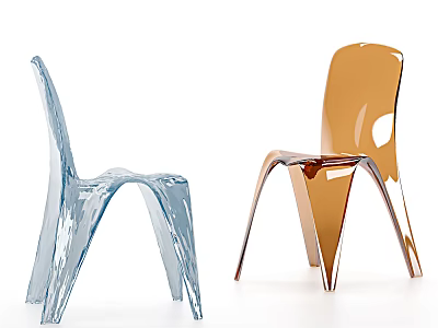 Modern Transparent Leisure Chairs in Blue and Gold Stylish Design for Home Decor 3d model