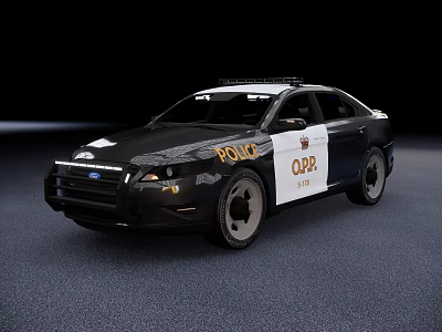 Black OPP Police Car With Emergency Lights And Functional Features 3d model