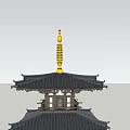 Traditional Multi Story Pagoda With Overhanging Eaves Golden Spire And Balconies