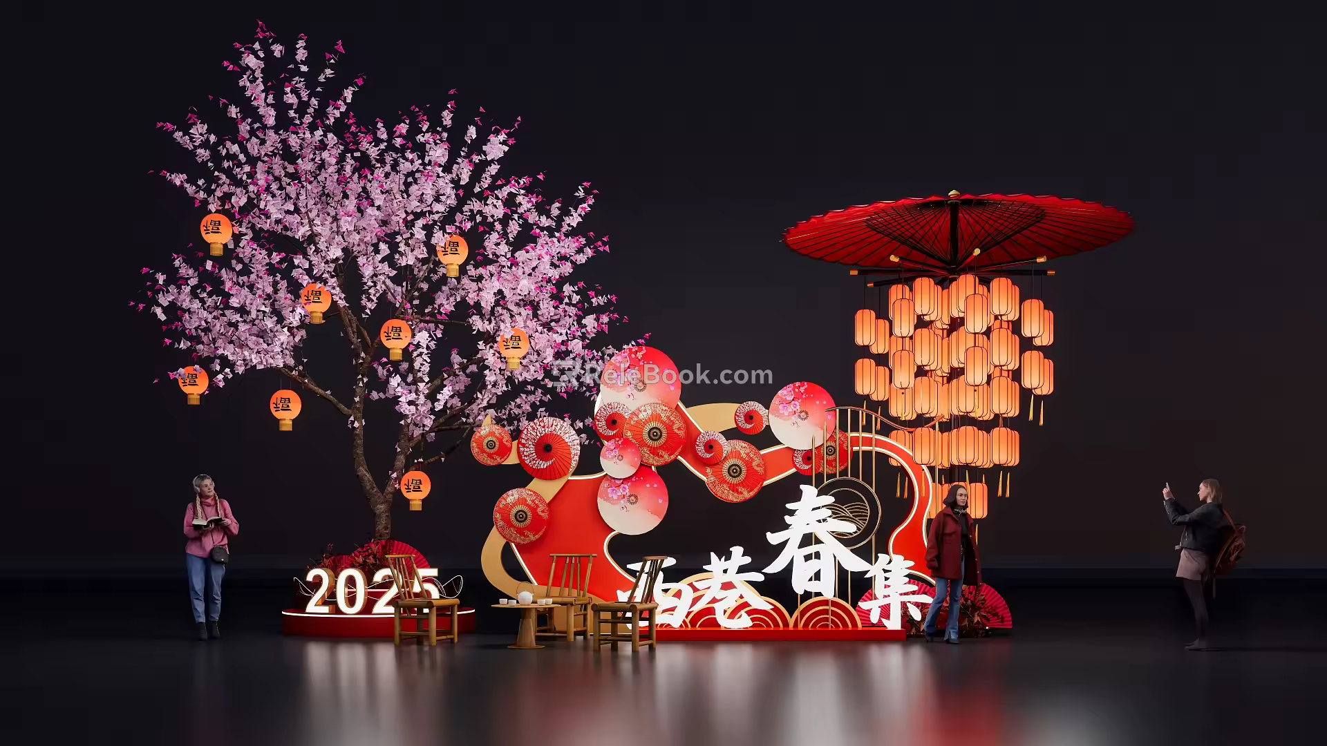 New Chinese New Year National Tide Market Interactive Group Photo Plot Card Meichen Year of the Snake Spring Festival 3d model