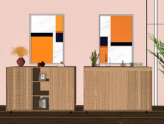 Nordic Sideboard Solid Wood Sideboard 3d model
