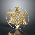 Gold Furniture Decorative Pendant With Star Shape Circular Frame And Intricate Woven Design