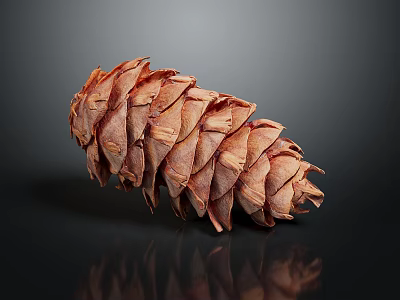 Brown Textured Pine Cone Plant Surface Details Close Up Studio High Definition 3d model