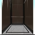 Elevator Interior Design With Wooden Panel Walls And Polished Marble Floor 3d model