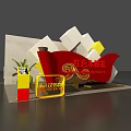 Red Kapok Themed Display with Communist Party of China Elements and Golden Decorations