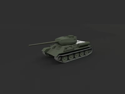 Military Green Tank 3D Model With Cannon And Tracks On Dark Background 3d model