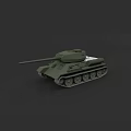 Military Green Tank 3D Model With Cannon And Tracks On Dark Background