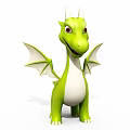 Cute Green Dragon Doll With White Wings Red Eyes And Cartoon Design