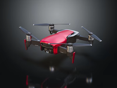 High Performance Foldable Red Drone With Four Propellers And Camera 3d model