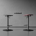 Modern Adjustable Bar Stools With Black And Red Seats And Sturdy Metal Bases