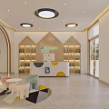 Bright Modern Kindergarten Interior With Colorful Furniture Bookshelves And Natural Light