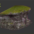 Natural Wood Stone Decorative Piece With Green Moss Covered Surface And Textured Base