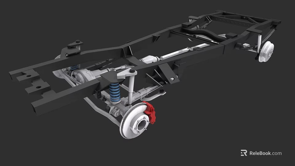 Detailed Car Chassis Mechanical Structure Featuring Suspension Wheel Brake And Shock Absorber Components 3d model 