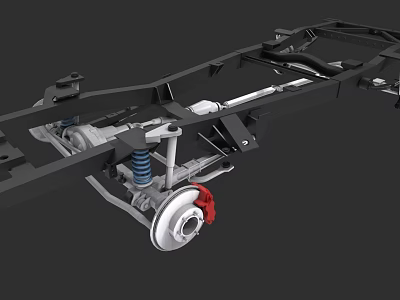 Detailed Car Chassis Mechanical Structure Featuring Suspension Wheel Brake And Shock Absorber Components 3d model