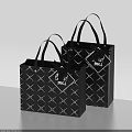 Stylish Black Shopping Bags with Diamond Pattern and Et Moi Text for Daily Use