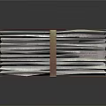 Organized Stack of Books and Magazines Tied with String on Dark Background