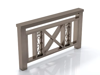Modern Metal Fence With Cross Design And Ornate Decorative Details 3d model