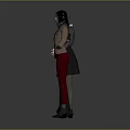 Three Character Models Wearing Various Fashion Outfits Including Gray Dress Brown Top And Red Pants