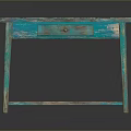 Turquoise Vintage Wooden Table Home Decor With Distressed Surface And Drawer