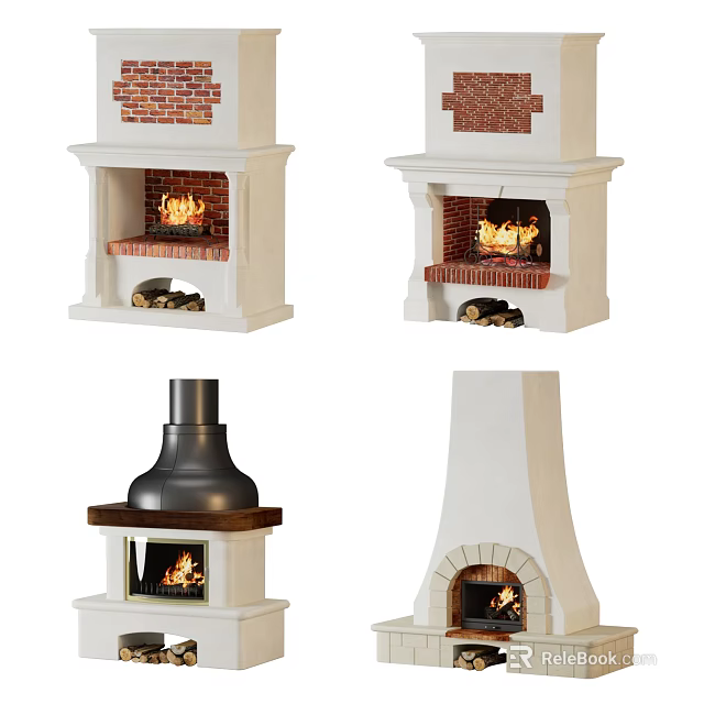 Variety Of Fireplace Designs With Different Structures 3d model 