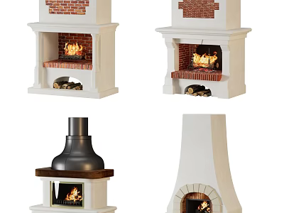Variety Of Fireplace Designs With Different Structures 3d model
