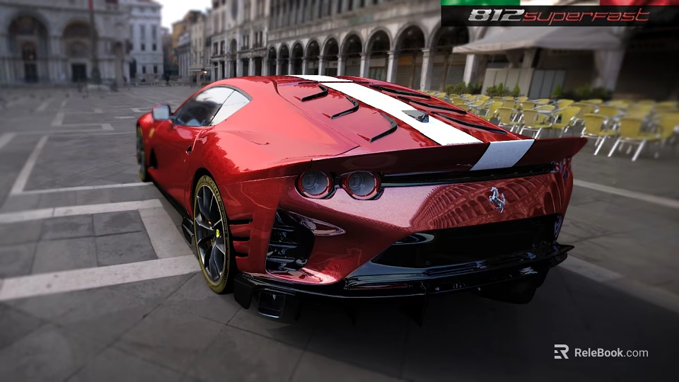 Red Sports Car Displayed On City Street 3d model 