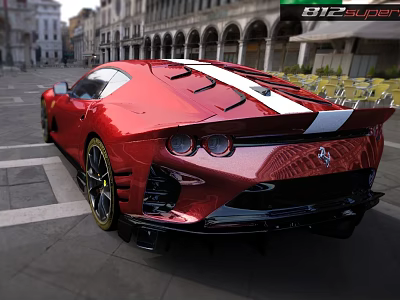 Red Sports Car Displayed On City Street 3d model