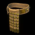 Vintage Leather Belt Design With Intricate Metal Buckle And Decorative Golden Rivets