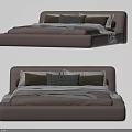 Modern Double Bed Design With Upholstered Headboard Decorative Pillows And Soft Bed Linens 3d model