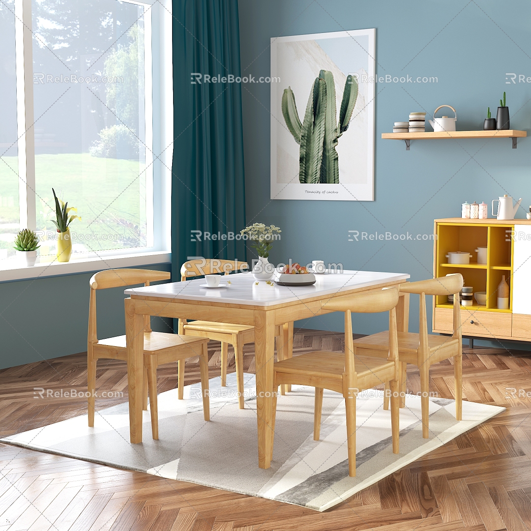 Dining table and chair combination 3D model 3d model