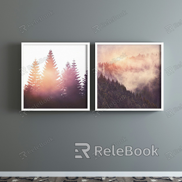 Modern Landscape Painting Simple Red Living Room Landscape Painting Decorative Painting model