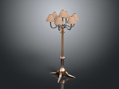 Elegant Floor Lamp With Five Lampshades And Star Shaped Metal Base 3d model