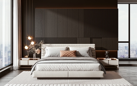 Modern Minotti double bed 3d model