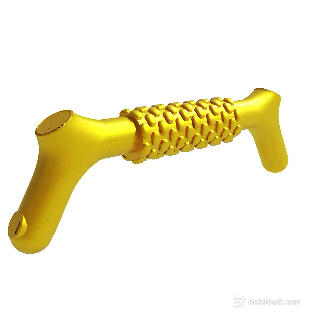 Yellow Handheld Massage Stick With Wavy Texture For Muscle Relaxation Tool 3d model