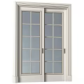 Double Casement Doors With Grid Glass Panes And White Frame For Modern Interior