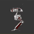 Mechanical Robot Character With Red And Silver Design Antennas Large Eyes And Metallic Legs