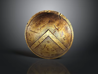 Vintage Golden Shield With Intricate Texture And Geometric Pattern Design 3d model