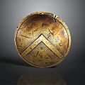 Vintage Golden Shield With Intricate Texture And Geometric Pattern Design