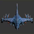 Game Movie Character Blue Monster With Spiked Head Red Eyes And Red Claws