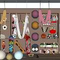 Fitness Sports Equipment Store Display With Hanging Yoga Straps Exercise Balls Skateboards And Ski Gear